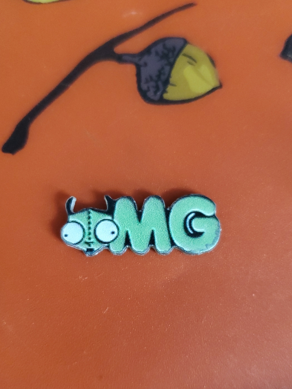 Green "OMG" Gir Acrylic Pin